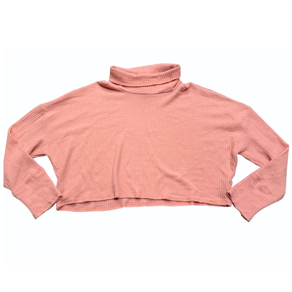 Wild Fable Peach Orange Waffle Knit Cropped Turtleneck Shirt Top Womens XXL NWT